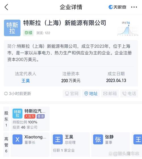 【特斯拉在上海成立新能源公司,注册资本200万美元】天眼查app显示,4